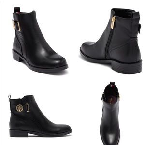 Tommy Hilfiger Black Logo Buckle Ankle Boot